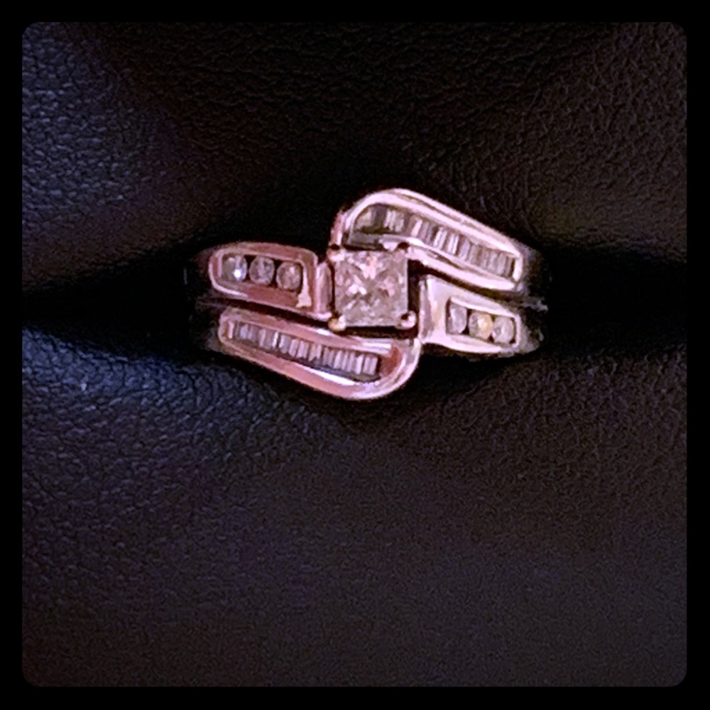 14K White Gold Wedding Ring Set